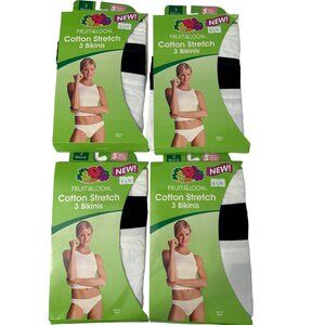 Fruit Of The Loom Cotton Stretch 3-Pk STRING Bikinis S (5) Solid 4 Pks 12 Total